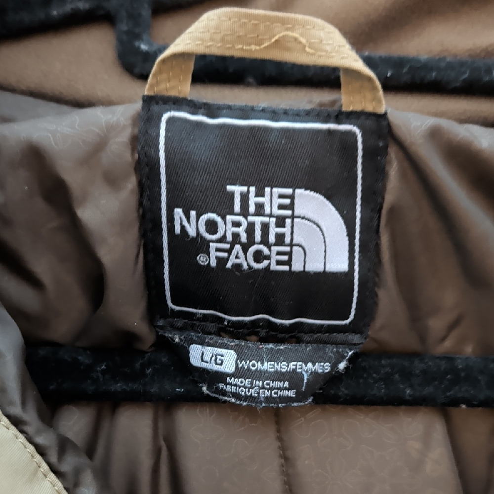 The North Face Taupe Jacket with White Side Panels - Picture 2 of 14